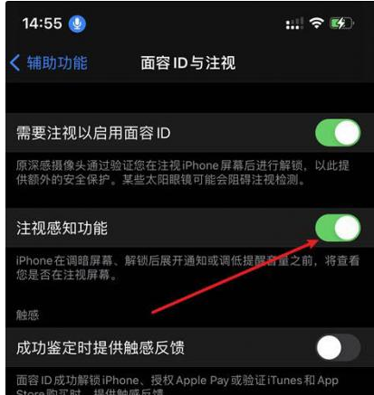 大涌镇苹果14维修网点分享iPhone14注视感知功能有什么用 